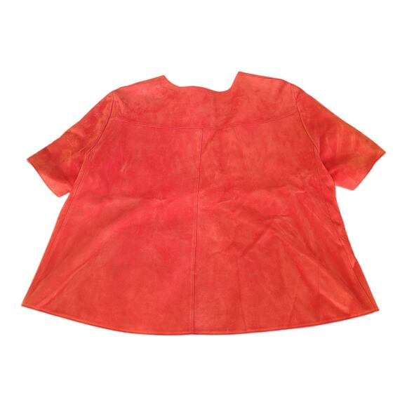 Akris Punto Women's Red Suede Cotton‎ Lined Full Zip Short Sleeve Jacket - Picture 11 of 11